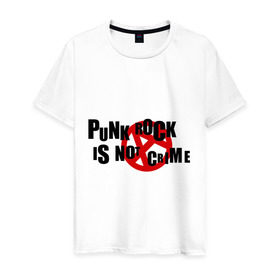 Мужская футболка хлопок с принтом PUNK ROCK IS NOT A CRIME в Тюмени, 100% хлопок | прямой крой, круглый вырез горловины, длина до линии бедер, слегка спущенное плечо. | is not a crime | punk | punk rock | rock | анархизм | анархия | знак анархии | панк | панк рок | панк рок это не криминал | рок