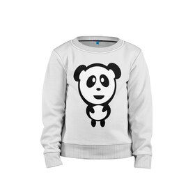 Детский свитшот хлопок с принтом Милая панда в Тюмени, 100% хлопок | круглый вырез горловины, эластичные манжеты, пояс и воротник | Тематика изображения на принте: panda | животное | зверушка | зверь | медведь | медвежонок | мишка | мишутка