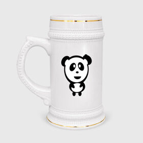 Кружка пивная с принтом Милая панда в Тюмени,  керамика (Материал выдерживает высокую температуру, стоит избегать резкого перепада температур) |  объем 630 мл | Тематика изображения на принте: panda | животное | зверушка | зверь | медведь | медвежонок | мишка | мишутка