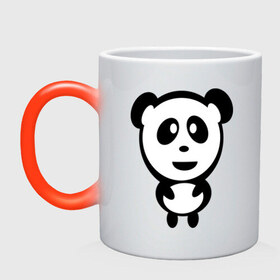 Кружка хамелеон с принтом Милая панда в Тюмени, керамика | меняет цвет при нагревании, емкость 330 мл | panda | животное | зверушка | зверь | медведь | медвежонок | мишка | мишутка