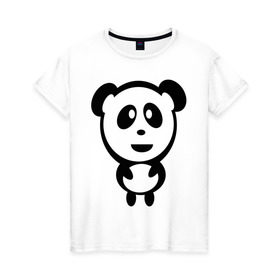 Женская футболка хлопок с принтом Милая панда в Тюмени, 100% хлопок | прямой крой, круглый вырез горловины, длина до линии бедер, слегка спущенное плечо | panda | животное | зверушка | зверь | медведь | медвежонок | мишка | мишутка