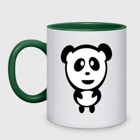 Кружка двухцветная с принтом Милая панда в Тюмени, керамика | объем — 330 мл, диаметр — 80 мм. Цветная ручка и кайма сверху, в некоторых цветах — вся внутренняя часть | Тематика изображения на принте: panda | животное | зверушка | зверь | медведь | медвежонок | мишка | мишутка