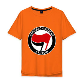 Мужская футболка хлопок Oversize с принтом Antifa (1) в Тюмени, 100% хлопок | свободный крой, круглый ворот, “спинка” длиннее передней части | antifa | антифа | антифашизм | антифашистское движение | знак антифа | против фашизма | фашизм