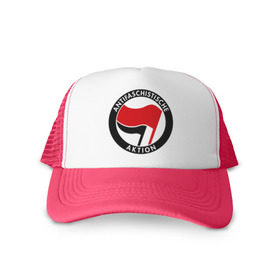 Кепка тракер с сеткой с принтом Antifa (1) в Тюмени, трикотажное полотно; задняя часть — сетка | длинный козырек, универсальный размер, пластиковая застежка | antifa | антифа | антифашизм | антифашистское движение | знак антифа | против фашизма | фашизм