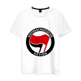 Мужская футболка хлопок с принтом Antifa (1) в Тюмени, 100% хлопок | прямой крой, круглый вырез горловины, длина до линии бедер, слегка спущенное плечо. | antifa | антифа | антифашизм | антифашистское движение | знак антифа | против фашизма | фашизм