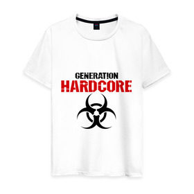Мужская футболка хлопок с принтом Generation Hardcore в Тюмени, 100% хлопок | прямой крой, круглый вырез горловины, длина до линии бедер, слегка спущенное плечо. | 
