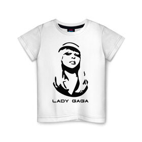 Детская футболка хлопок с принтом Gaga в Тюмени, 100% хлопок | круглый вырез горловины, полуприлегающий силуэт, длина до линии бедер | Тематика изображения на принте: lady gaga | гага | леди gaga | леди гага | лицо леди gaga | лицо леди гага | образ леди гага