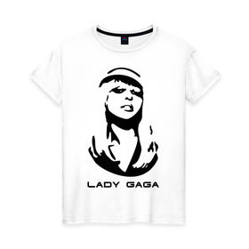 Женская футболка хлопок с принтом Gaga в Тюмени, 100% хлопок | прямой крой, круглый вырез горловины, длина до линии бедер, слегка спущенное плечо | lady gaga | гага | леди gaga | леди гага | лицо леди gaga | лицо леди гага | образ леди гага