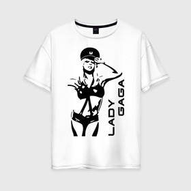 Женская футболка хлопок Oversize с принтом Lady Gaga (1) в Тюмени, 100% хлопок | свободный крой, круглый ворот, спущенный рукав, длина до линии бедер
 | lady gaga | гага | леди gaga | леди гага | лицо леди gaga | лицо леди гага | образ леди гага