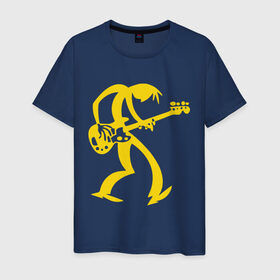 Мужская футболка хлопок с принтом Басист в Тюмени, 100% хлопок | прямой крой, круглый вырез горловины, длина до линии бедер, слегка спущенное плечо. | гитара