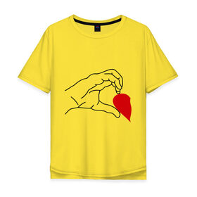 Мужская футболка хлопок Oversize с принтом Половинки сердца (2) в Тюмени, 100% хлопок | свободный крой, круглый ворот, “спинка” длиннее передней части | love | влюбленным | для двоих | любимая | любимый | любовь | отношения | пара | парные | половинки | сердечко | чувства