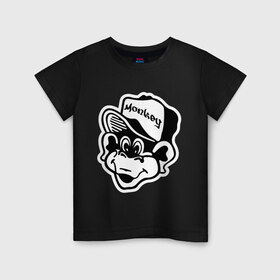 Детская футболка хлопок с принтом Monkey Business в Тюмени, 100% хлопок | круглый вырез горловины, полуприлегающий силуэт, длина до линии бедер | gangsta | gansta | hip | hip hop | hop | rap | в кепке | обезьяна | обезьянка | рэп | рэпчина | хип | хип хоп | хипхоп | хоп