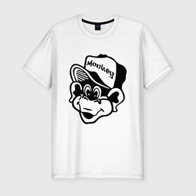 Мужская футболка премиум с принтом Monkey Business в Тюмени, 92% хлопок, 8% лайкра | приталенный силуэт, круглый вырез ворота, длина до линии бедра, короткий рукав | gangsta | gansta | hip | hip hop | hop | rap | в кепке | обезьяна | обезьянка | рэп | рэпчина | хип | хип хоп | хипхоп | хоп