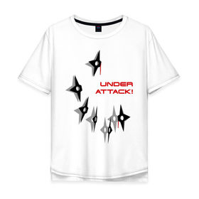 Мужская футболка хлопок Oversize с принтом Under attack(1) в Тюмени, 100% хлопок | свободный крой, круглый ворот, “спинка” длиннее передней части | Тематика изображения на принте: 