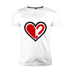 Мужская футболка премиум с принтом без 2-ой половинки в Тюмени, 92% хлопок, 8% лайкра | приталенный силуэт, круглый вырез ворота, длина до линии бедра, короткий рукав | без второй половины | вопрос | вторая половина | любовь | одинок | одиночиство | отношения | половинка | половинка сердца | сердце