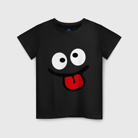 Детская футболка хлопок с принтом Смаил с языком в Тюмени, 100% хлопок | круглый вырез горловины, полуприлегающий силуэт, длина до линии бедер | smile | высунутый язык | позитив | смайл | смайлик | смайлик с языком | улыбка | язык