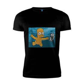 Мужская футболка премиум с принтом Nevermind (Simpsons) в Тюмени, 92% хлопок, 8% лайкра | приталенный силуэт, круглый вырез ворота, длина до линии бедра, короткий рукав | nevermind | nevermind simpsons | nirvana | nirvana nevermind | rock | simpsons | нирвана | нирвана nevermind | нирвана симпсонс | ребенок | рок | символика nirvana | символика нирвана | симпсонс