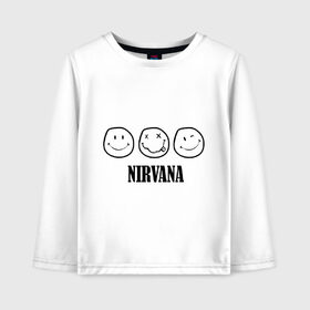 Детский лонгслив хлопок с принтом Nirvana(2) в Тюмени, 100% хлопок | круглый вырез горловины, полуприлегающий силуэт, длина до линии бедер | nirvana | rock | нирвана | ребенок | рок | символика nirvana | символика нирвана