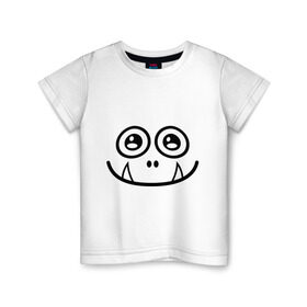 Детская футболка хлопок с принтом Добрый монстрик в Тюмени, 100% хлопок | круглый вырез горловины, полуприлегающий силуэт, длина до линии бедер | глазастый | зубастик | зубы | монстр | рожица | чудик | чудовище
