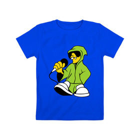 Детская футболка хлопок с принтом Рэпер в Тюмени, 100% хлопок | круглый вырез горловины, полуприлегающий силуэт, длина до линии бедер | gangsta | gansta | hip | hip hop | hop | rap | микрофон | реп | русский реп | рэп | рэппер | рэпчина | хип | хип хоп | хоп