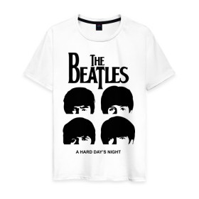 Мужская футболка хлопок с принтом The Beatles - A Hard Day `s Night в Тюмени, 100% хлопок | прямой крой, круглый вырез горловины, длина до линии бедер, слегка спущенное плечо. | 60s | 60е | a hard days night | beatles | rock | the beatles | битлз | битлы | леннон | ленон | макартни | музыка | музыкальные группы | ретро | рок