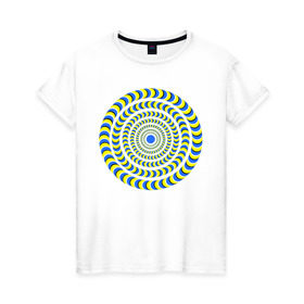 Женская футболка хлопок с принтом Психоделика полноцвет в Тюмени, 100% хлопок | прямой крой, круглый вырез горловины, длина до линии бедер, слегка спущенное плечо | гипноз | гипнотические | круг | оптическая иллюзия