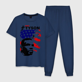 Мужская пижама хлопок с принтом боксер Mike Tyson в Тюмени, 100% хлопок | брюки и футболка прямого кроя, без карманов, на брюках мягкая резинка на поясе и по низу штанин
 | Тематика изображения на принте: boxing