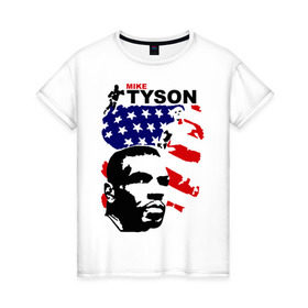 Женская футболка хлопок с принтом боксер Mike Tyson в Тюмени, 100% хлопок | прямой крой, круглый вырез горловины, длина до линии бедер, слегка спущенное плечо | boxing