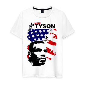 Мужская футболка хлопок с принтом боксер Mike Tyson в Тюмени, 100% хлопок | прямой крой, круглый вырез горловины, длина до линии бедер, слегка спущенное плечо. | boxing