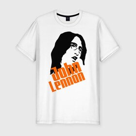 Мужская футболка премиум с принтом Джон Леннон (John Lennon) в Тюмени, 92% хлопок, 8% лайкра | приталенный силуэт, круглый вырез ворота, длина до линии бедра, короткий рукав | beatles | john lennon | the beatles | битлз | битлы | джон леннон | джон ленон | леннон | ленон | портрет