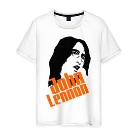 Мужская футболка хлопок с принтом Джон Леннон (John Lennon) в Тюмени, 100% хлопок | прямой крой, круглый вырез горловины, длина до линии бедер, слегка спущенное плечо. | Тематика изображения на принте: beatles | john lennon | the beatles | битлз | битлы | джон леннон | джон ленон | леннон | ленон | портрет