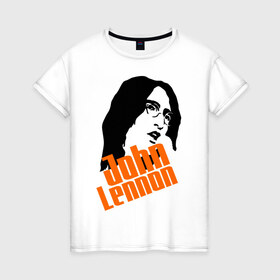 Женская футболка хлопок с принтом Джон Леннон (John Lennon) в Тюмени, 100% хлопок | прямой крой, круглый вырез горловины, длина до линии бедер, слегка спущенное плечо | beatles | john lennon | the beatles | битлз | битлы | джон леннон | джон ленон | леннон | ленон | портрет