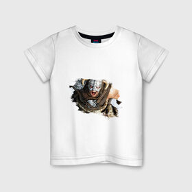 Детская футболка хлопок с принтом Довакин (Dovahkiin) The Elder Scrolls V: Skyrim в Тюмени, 100% хлопок | круглый вырез горловины, полуприлегающий силуэт, длина до линии бедер | Тематика изображения на принте: игры | компьютерная игра | скайрим