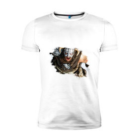 Мужская футболка премиум с принтом Довакин (Dovahkiin) The Elder Scrolls V: Skyrim в Тюмени, 92% хлопок, 8% лайкра | приталенный силуэт, круглый вырез ворота, длина до линии бедра, короткий рукав | игры | компьютерная игра | скайрим
