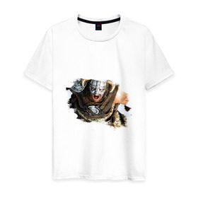 Мужская футболка хлопок с принтом Довакин (Dovahkiin) The Elder Scrolls V: Skyrim в Тюмени, 100% хлопок | прямой крой, круглый вырез горловины, длина до линии бедер, слегка спущенное плечо. | игры | компьютерная игра | скайрим