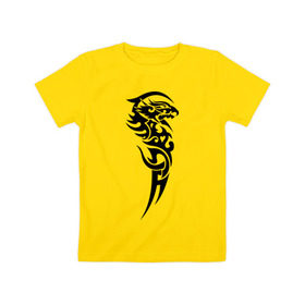 Детская футболка хлопок с принтом тату-дракон4 в Тюмени, 100% хлопок | круглый вырез горловины, полуприлегающий силуэт, длина до линии бедер | Тематика изображения на принте: dragon | tatu | дракон | тату | черный дракон
