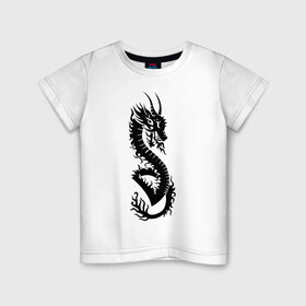Детская футболка хлопок с принтом тату-дракон5 в Тюмени, 100% хлопок | круглый вырез горловины, полуприлегающий силуэт, длина до линии бедер | Тематика изображения на принте: dragon | tatu | дракон | тату | черный дракон
