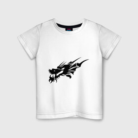 Детская футболка хлопок с принтом тату-дракон6 в Тюмени, 100% хлопок | круглый вырез горловины, полуприлегающий силуэт, длина до линии бедер | Тематика изображения на принте: dragon | tatu | дракон | тату | черный дракон