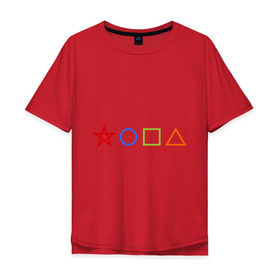 Мужская футболка хлопок Oversize с принтом Жопа геометрическая в Тюмени, 100% хлопок | свободный крой, круглый ворот, “спинка” длиннее передней части | геометрия | звезда | квадрат | круг | треугольник | фигуры | черчение