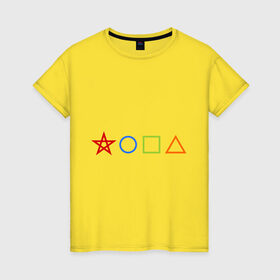 Женская футболка хлопок с принтом Жопа геометрическая в Тюмени, 100% хлопок | прямой крой, круглый вырез горловины, длина до линии бедер, слегка спущенное плечо | геометрия | звезда | квадрат | круг | треугольник | фигуры | черчение