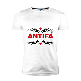Мужская футболка премиум с принтом Antifa (5) в Тюмени, 92% хлопок, 8% лайкра | приталенный силуэт, круглый вырез ворота, длина до линии бедра, короткий рукав | антифа | антифашизм | звезда | организация | политическая