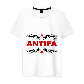 Мужская футболка хлопок с принтом Antifa (5) в Тюмени, 100% хлопок | прямой крой, круглый вырез горловины, длина до линии бедер, слегка спущенное плечо. | антифа | антифашизм | звезда | организация | политическая