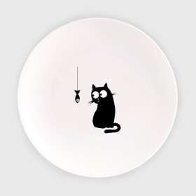 Тарелка с принтом Кот и рыба в Тюмени, фарфор | диаметр - 210 мм
диаметр для нанесения принта - 120 мм | киса | киска | котенок | котик | котэ | кошка | рыбка
