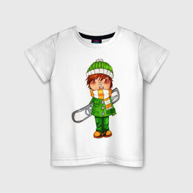 Детская футболка хлопок с принтом зеленый борд парень в Тюмени, 100% хлопок | круглый вырез горловины, полуприлегающий силуэт, длина до линии бедер | snowboard | гора | горнолыжный курорт | горнолыжный сезон | горные склоны | для зимы | зимний спорт | склоны | сноуборд | сноубордист | эмблема
