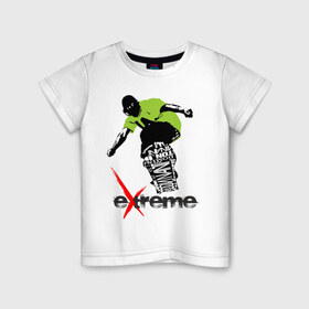 Детская футболка хлопок с принтом Экстрим в Тюмени, 100% хлопок | круглый вырез горловины, полуприлегающий силуэт, длина до линии бедер | extreme | snowboard | для сноубордиста | доска | зимние виды спорта | зимний спорт | сноуборд | сноубордист | экстрим | экстримальный спорт