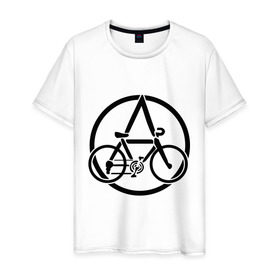 Мужская футболка хлопок с принтом Anarchy Bike в Тюмени, 100% хлопок | прямой крой, круглый вырез горловины, длина до линии бедер, слегка спущенное плечо. | anarchy | bike | анархизм | анархия | байк | велик | велосипед | велосипед анархия