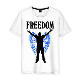 Мужская футболка хлопок с принтом Freedom (свобода) в Тюмени, 100% хлопок | прямой крой, круглый вырез горловины, длина до линии бедер, слегка спущенное плечо. | 