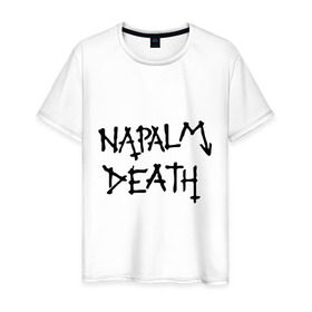 Мужская футболка хлопок с принтом Napalm death лого в Тюмени, 100% хлопок | прямой крой, круглый вырез горловины, длина до линии бедер, слегка спущенное плечо. | Тематика изображения на принте: death metal