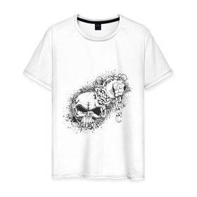 Мужская футболка хлопок с принтом Skull Chain в Тюмени, 100% хлопок | прямой крой, круглый вырез горловины, длина до линии бедер, слегка спущенное плечо. | скелет