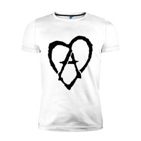 Мужская футболка премиум с принтом Анархия в сердце в Тюмени, 92% хлопок, 8% лайкра | приталенный силуэт, круглый вырез ворота, длина до линии бедра, короткий рукав | Тематика изображения на принте: анархизм | анархия | музыка | сердце